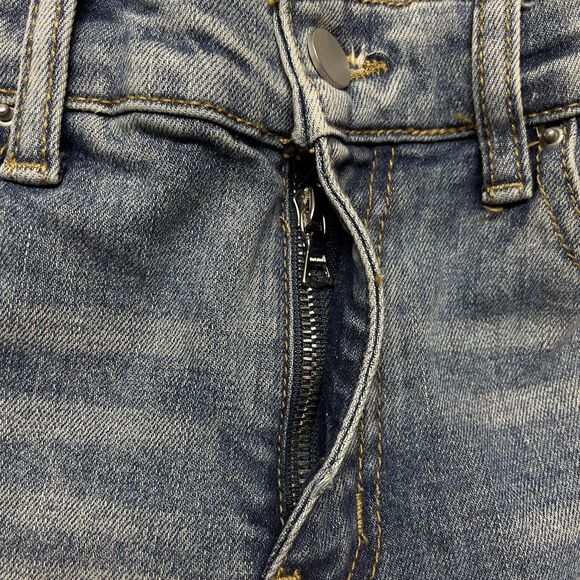 MNML Men’s Moto Biker Distressed Leather Knee Skinny Jeans Size 29x33 - Picture 12 of 15